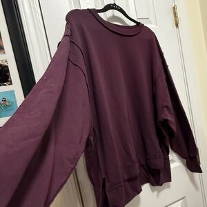 Purple Oversized Drop Shoulder Crew Neck Sweatshirt